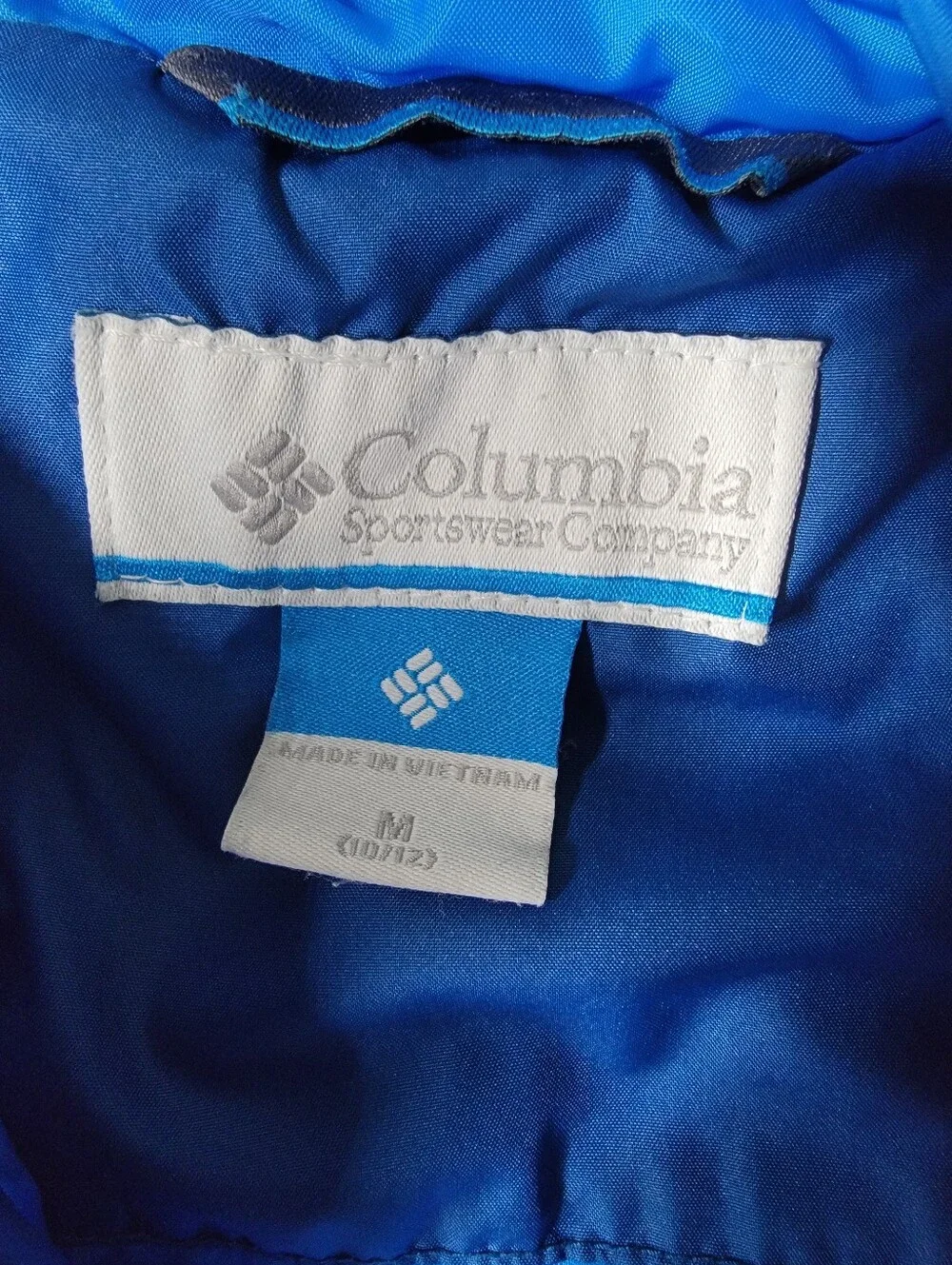 Columbia Sportwear Boy's Hooded Puffer Jacket Size Medium 10/12 Blue Full Zip